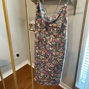 Floral cowl neck dress